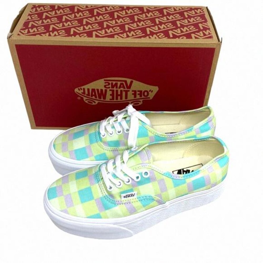 VANS Authentic Platform Shoes Pastel Picnic Canvas VN0A5KXXPP5 Size Women Multi - Picture 10 of 13
